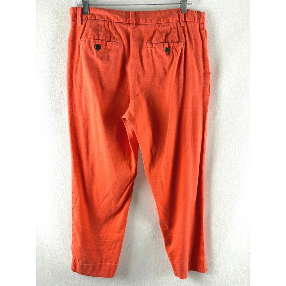 Banana Republic Avery Ankle Pants Coral Orange Linen/Cotton Blend Size 10 Womens